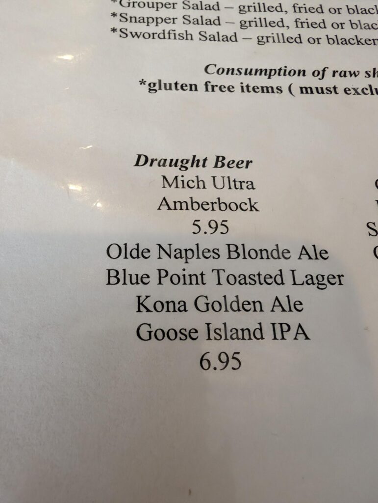 Steamers of Naples Menu 6