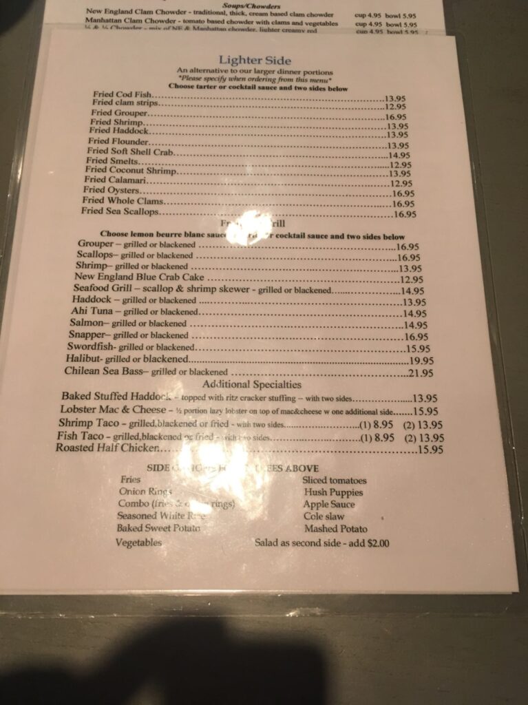 Steamers of Naples Menu 7